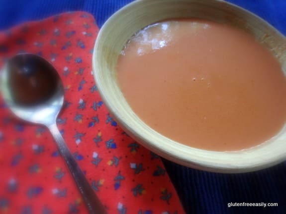 gluten-free tomato soup, dairy-free tomato soup, quick and easy tomato soup, recipe, soup for one, gluten free easily