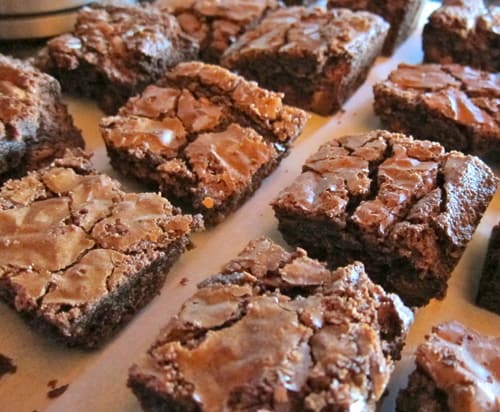 Double Chocolate Peanut Butter Chip Brownies cooling separately.