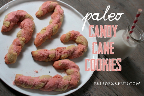 Candy Cane Cookies from Paleo Parents. One of the gluten-free candy cane and peppermint dessert recipes featured on GlutenFreeEasily.com.