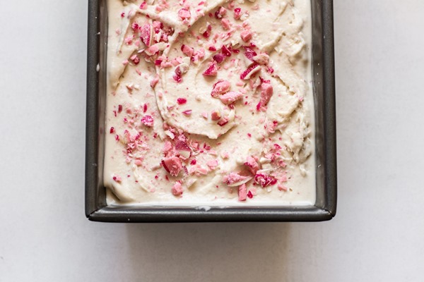 Vegan Candy Cane Ice Cream from Edible Perspective. One of the gluten-free candy cane and peppermint dessert recipes featured on GlutenFreeEasily.com.