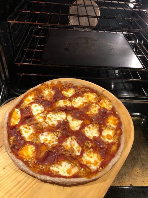 Gluten-Free Pizza Crust from Everyday Gluten-Free Gourmet right out of the oven.