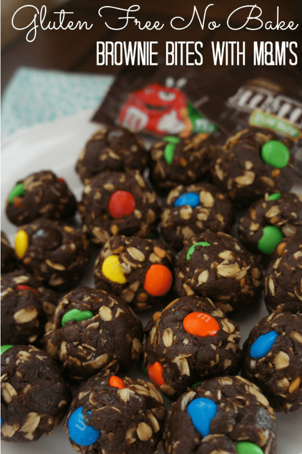 Gluten-Free No-Bake Brownie Bites with Candy--Your choice of candy. [featured on GlutenFreeEasily.com] (photo)