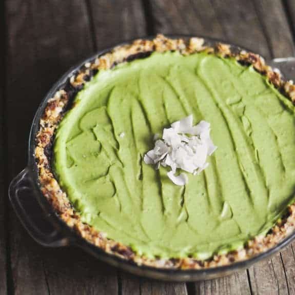 Paleo Chocolate, Avocado, Coconut, and Lime Pie from Cooking with Coconut Oil by Elizabeth Nyland [featured on GlutenFreeEasily.com]