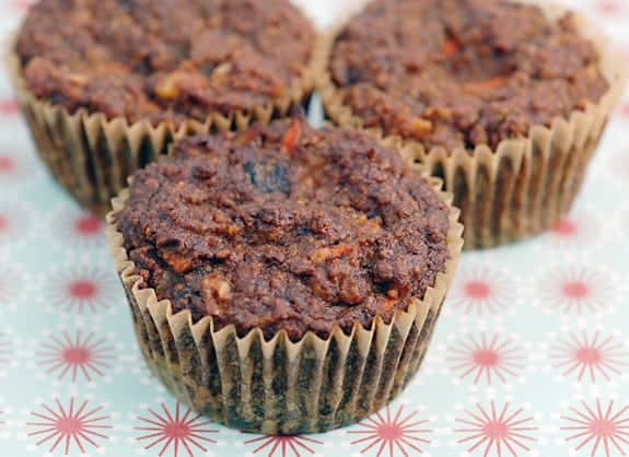 Gluten-Free Carrot Banana Muffins from Elana's Pantry. These are super healthy and super delicious muffins! Gluten free, grain free, dairy free, sugar free (fruit sweetened), and paleo. [featured on GlutenFreeEasily.com]