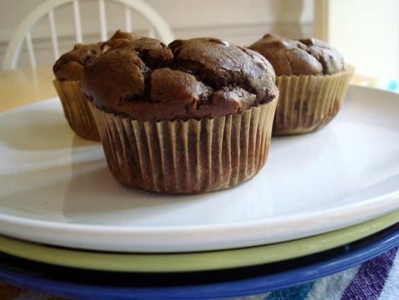 Gluten-Free Sneaky Chocolate Peanut Butter Muffins from ChaCha's Gluten-Free Kitchen. Flourless wonders that offer a peanut butter cup flavor without being too sweet. [GlutenFreeEasily.com]