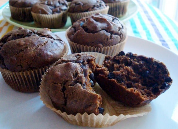 Gluten-Free Sneaky Chocolate Peanut Butter Muffins recipe for Muffin Madness. Flourless wonders that offer a peanut butter cup flavor without being too sweet. [GlutenFreeEasily.com]