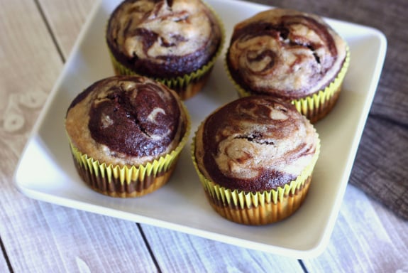 banana chocolate swirl muffins view2 sarah bakes gluten-free treats