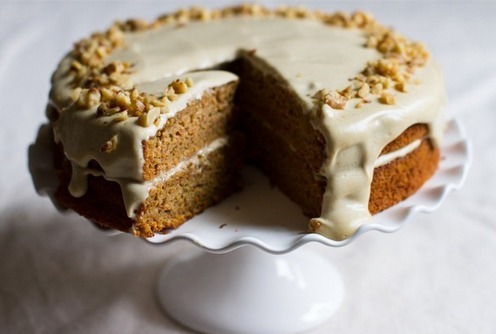 Gluten-Free Carrot Cake with Orange Maple Cashew Cream Frosting from Edible Perspective