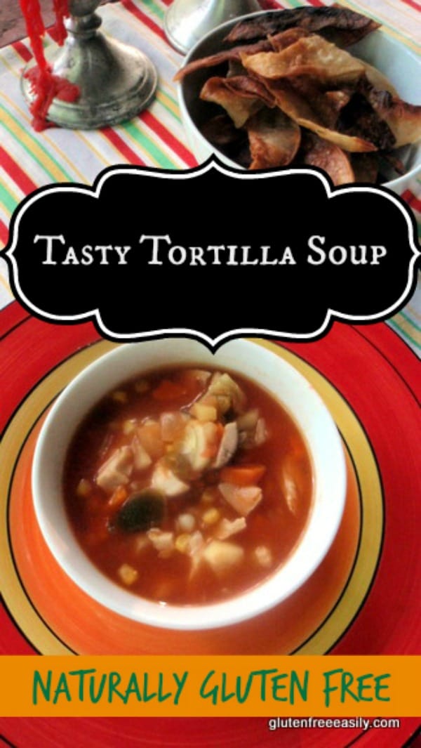 Quick and Easy Tortilla Soup --I can make this tasty recipe in a matter of minutes and it's so good! Equally easy to make the chicken version or a vegetarian/vegan version. [from GlutenFreeEasily.com]