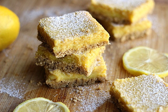 Gluten-Free Nut-Free Honey Lemon Bars from Oatmeal with a Fork