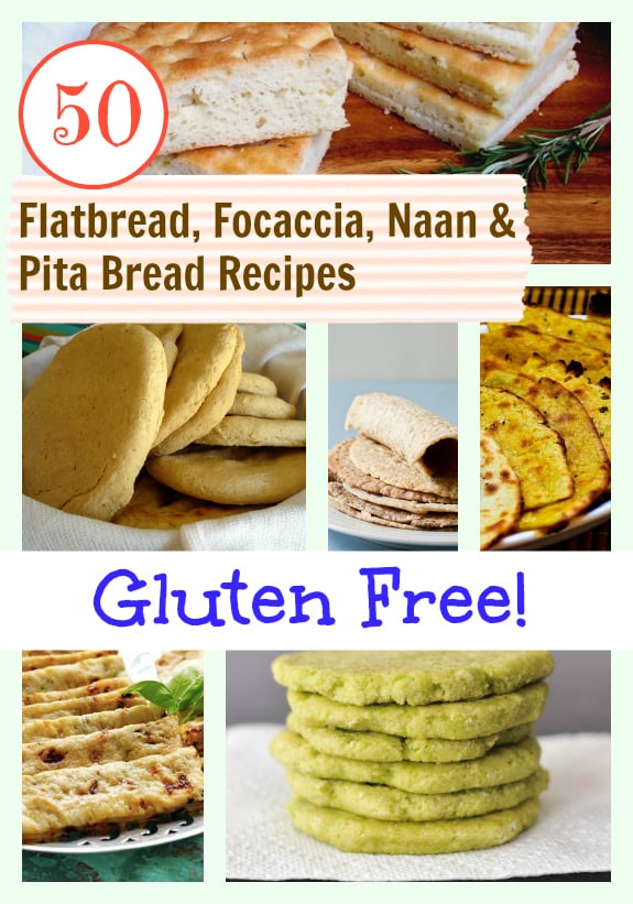 Gluten-Free Flatbread, Focaccia, Naan & Pita Bread Recipes Collage