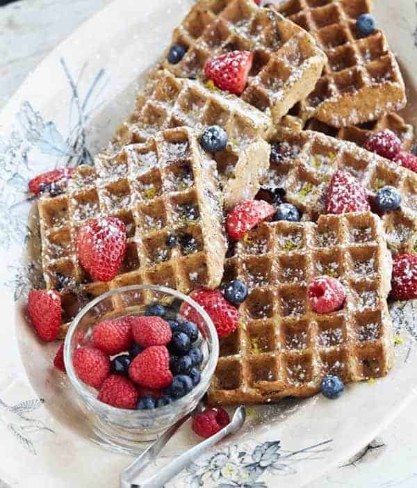 Gluten-Free Lemon Blueberry Waffles. One of many fabulous Gluten-Free Mother's Day Brunch Recipes!