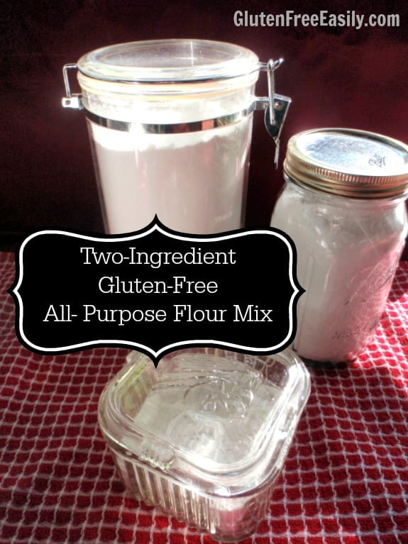 You're going to be amazed how well this Two-Ingredient Best Gluten-Free All-Purpose Flour Mix works! It's easy to make, inexpensive to make, and gives terrific results. From Gluten Free Easily