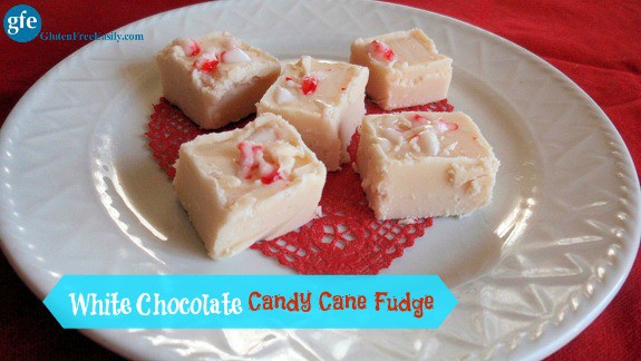 Gluten-Free White Chocolate Candy Cane Fudge from Gluten Free Easily