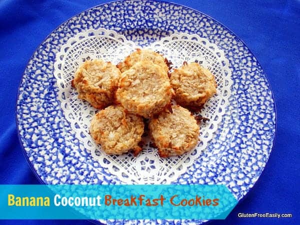 Gluten-Free Banana Coconut Breakfast Cookies. These cookies are crusty on the outside and soft and slightly chewy on the inside. In other words, perfect! [from GlutenFreeEasily.com] (photo)