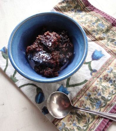 Gluten-Free Molasses Pudding Cake Topped with Milk