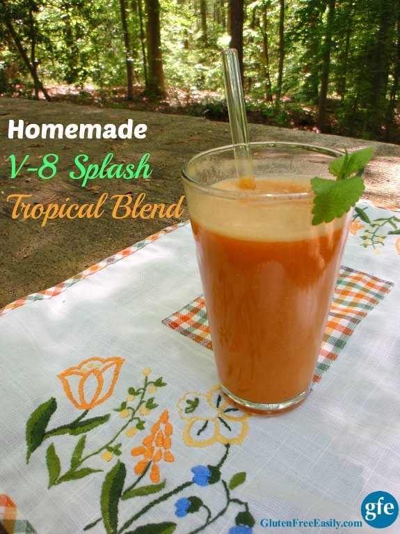 Homemade V-8 Splash Tropical Blend. One of many fabulous Gluten-Free Mother's Day Brunch Recipes! From Gluten Free Easily.