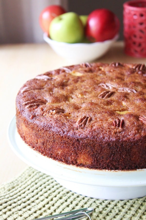 This Paleo Cinnamon Apple Cake is swoon worthy! I mean it even has a caramelization factor! It's gluten free, dairy free, and SCD compliant, too. [featured on GlutenFreeEasily.com] (photo)