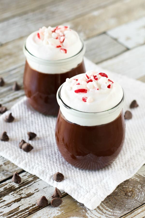 Vegan Dark Chocolate Peppermint Pudding.