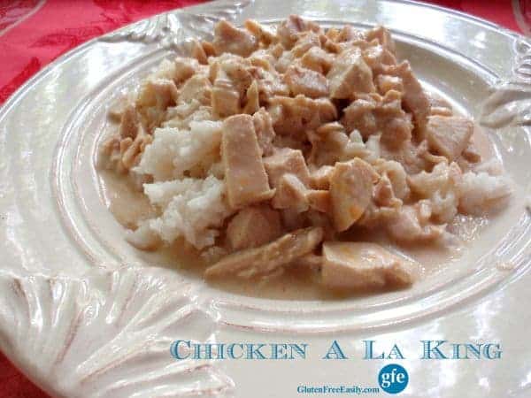 Chicken A La King is creamy and delicious comfort food all the way! Wonderful way to use leftover chicken and other leftover ingredients (like rice and peas) as well. Feel free to use leftover turkey instead of chicken during the holidays. [from GlutenFreeEasily.com] (photo)