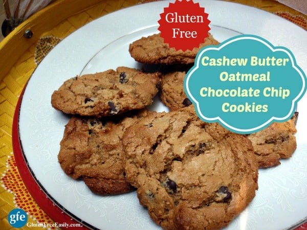 Gluten-Free Cashew Butter Oatmeal Chocolate Chip Cookies Recipe. Chocolate chip cookies taken up a delicious and healthy notch with the inclusion of cashew butter and oatmeal. [from GlutenFreeEasily.com] (photo)