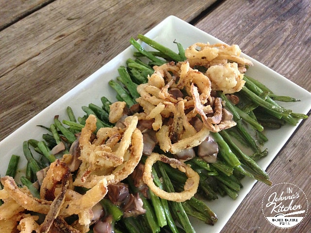 Gluten-Free Green Bean Casserole, New and Improved, from In Johnna's Kitchen. One of over 20 gluten-free green bean casseroles and other green bean dishes that you will love featured on Gluten Free Easily.