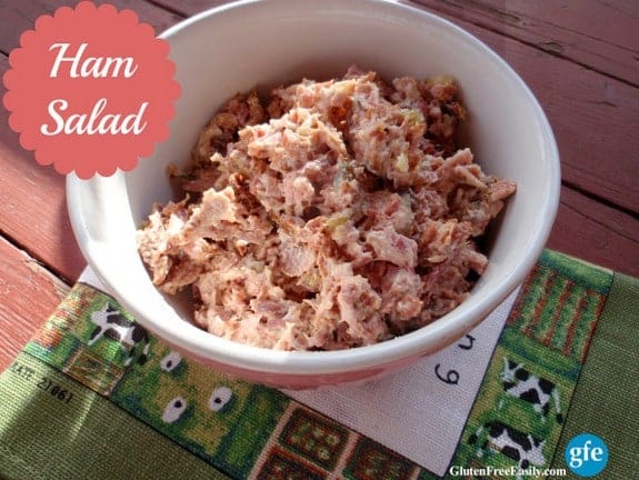 Ham Salad is really an easy and wonderful way to use leftover ham from Thanksgiving, Christmas, Easter, or any event where ham is served. It's a naturally gluten-free recipe as long as you start with gluten-free ham (most are; check ingredients) and gluten-free, uncontaminated mayo. [from GlutenFreeEasily.com]