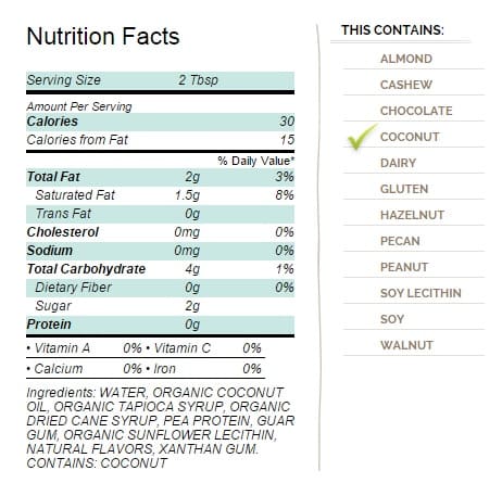 CocoWhip Original Ingredients