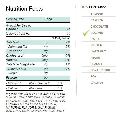 So Delicious CocoWhip Light Ingredients Nutrition Facts