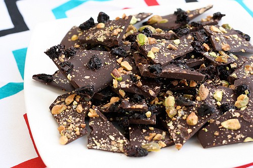 Gluten-Free Dark Chocolate Bark with Pistachios. One of 30 gluten-free pistachio desserts. [featured on GlutenFreeEasily.com]