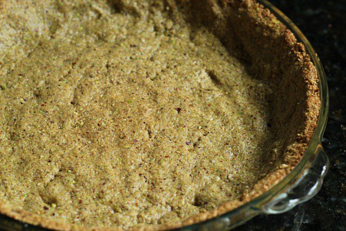 Grain-Free Pistachio Pie Crust. One of 30 gluten-free pistachio desserts. [featured on GlutenFreeEasily.com]