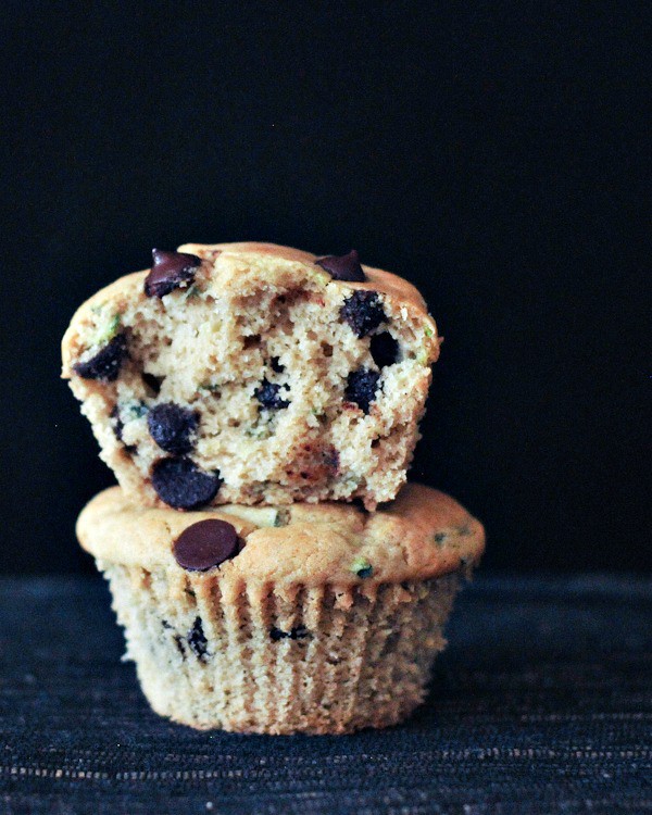 Fluffy Chocolate Chip Zucchini Muffins--Gluten free and vegan! From Spabettie for March Muffin Madness.