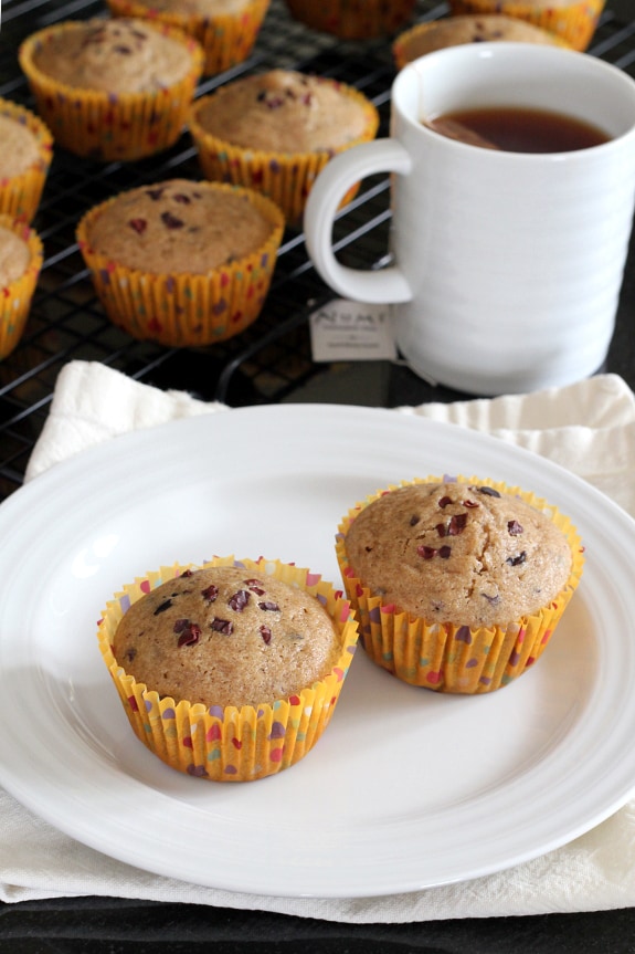 Chocolate and spice ... and everything nice! Gluten-Free Chai Muffins with Cacao Nibs for March Muffin Madness