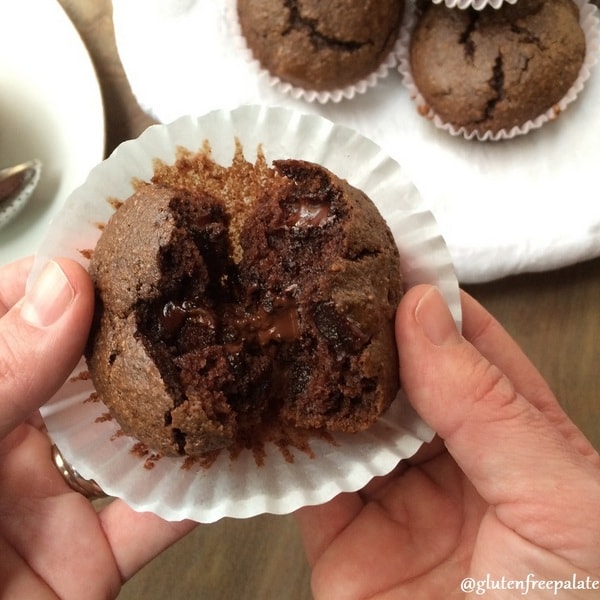Fluffy and "insanely delicious" gluten-free and paleo Double Chocolate Muffins!