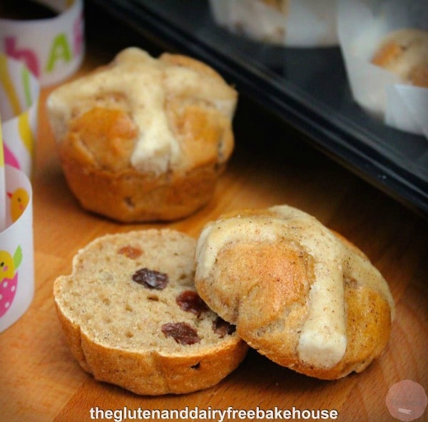 Gluten-Free Hot Cross Buns from The Gluten and Dairy Free Bakehouse