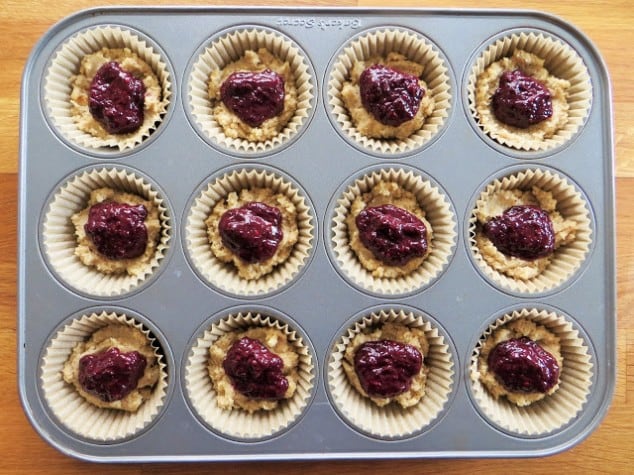 Gluten-Free Nut Butter and Jam Muffins Before Baking