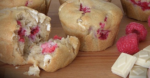 Swoon!! Gluten-Free Raspberry and White Chocolate Muffins Close-up