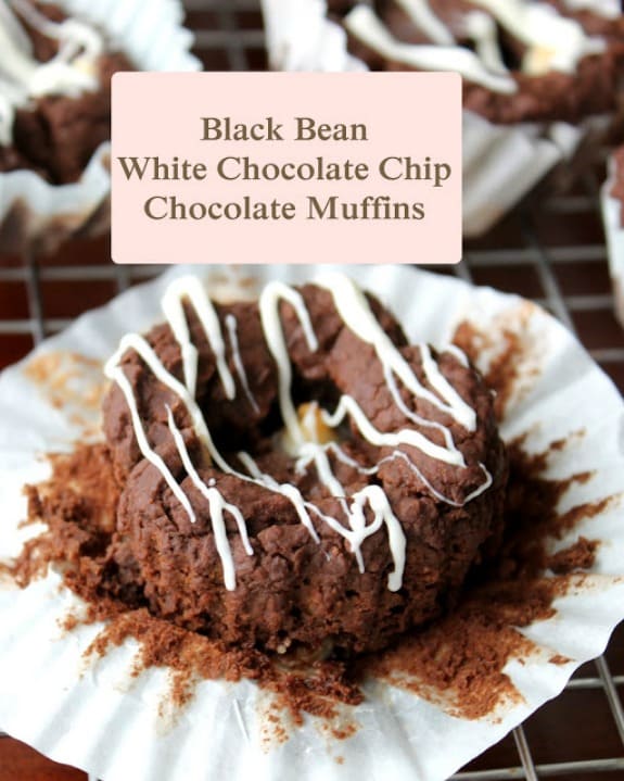 Gluten-Free White Chocolate Chip Chocolate Black Bean Muffins Recipe Text