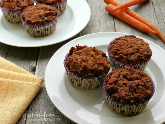 These Healthy Carrot Muffins are gluten free and just happen to be paleo! Easy to make and delicious, they're terrific for breakfast or snacking! Just one of the best gluten-free muffin recipes from March Muffin Madness.