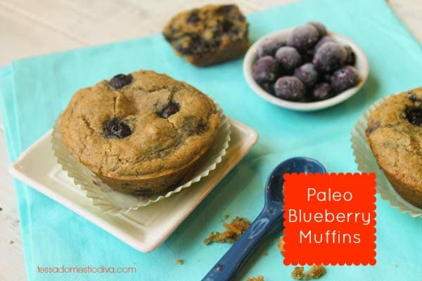 Another amazing entry in March Muffin Madness! Paleo Blueberry Muffins from Tessa The Domestic Diva