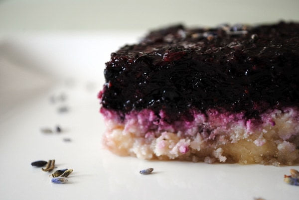 Gluten-Free Raw Lavender Blueberry Bars from Hunter's Lyonesse. One of many fabulous Gluten-Free Mother's Day Brunch Recipes!