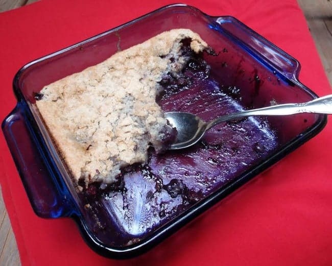 Gluten-Free Blueberry Cobbler--You can make it in no time and it will disappear in no time, too. It's good! [from GlutenFreeEasily.com] (photo)