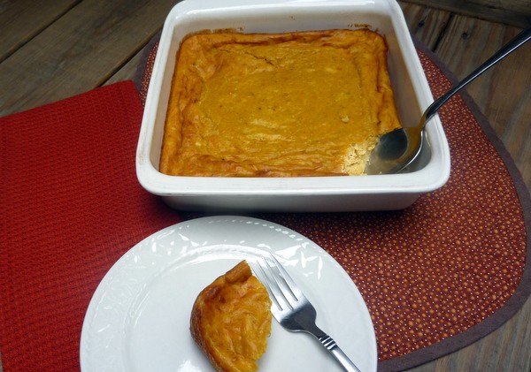Pumpkin Cheese Souffle. A gluten-free pumpkin version of Jacques Pepin's mother's cheese souffle. You don't even have to separate the eggs! [from GlutenFreeEasily.com] (photo)
