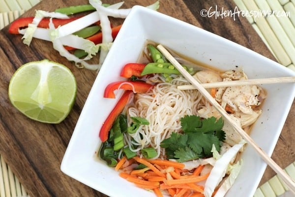 Gluten-Free Chicken Noodle Soup Recipes. Recipe shown is Asian Red Curry Chicken Noodle Soup from Gluten-Free Spinner [featured on GlutenFreeEasily.com]