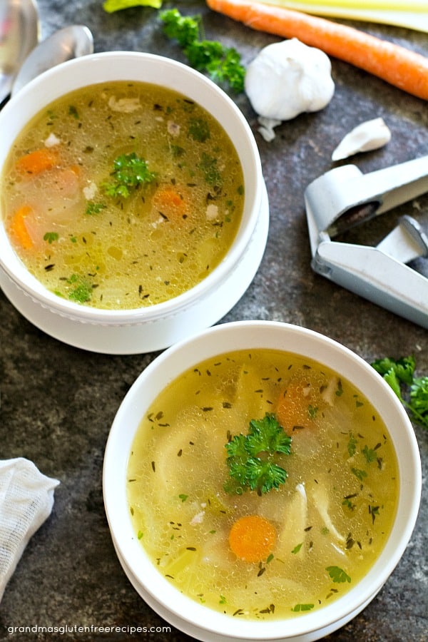 Grandma's Homemade Chicken Soup. One of the many wonderful gluten-free chicken soup recipes featured on gfe. [from GlutenFreeEasily.com]