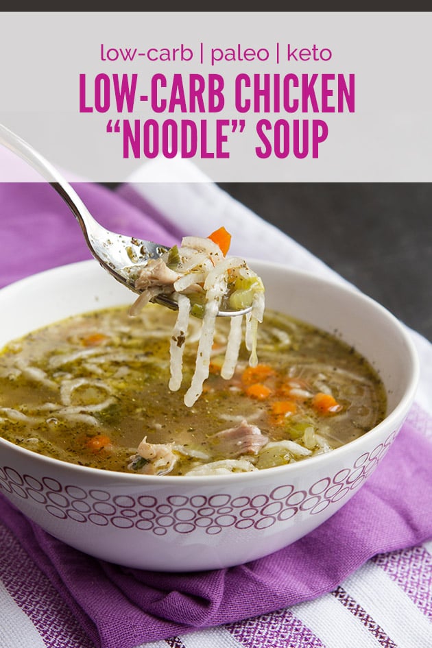 Gluten-Free Chicken Noodle Soup Recipes. Shown is Healthful Pursuit's Low-Carb Keto Paleo Chicken Noodle Soup recipe. [featured on GlutenFreeEasily.com]