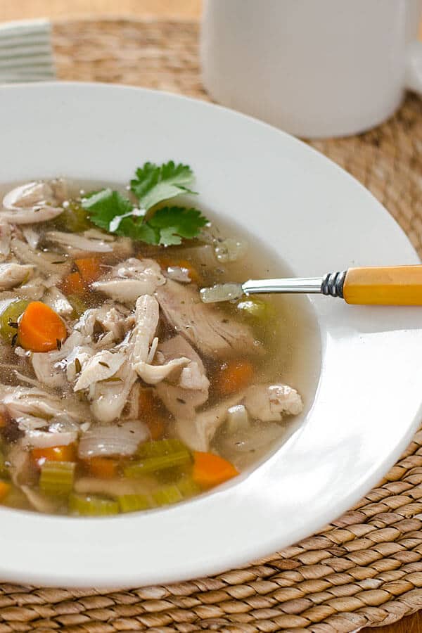 Gluten-Free Chicken Noodle Soup Recipes. Recipe shown is Paleo Crockpot Chicken Soup from Cook Eat Paleo. [featured on GlutenFreeEasily.com]