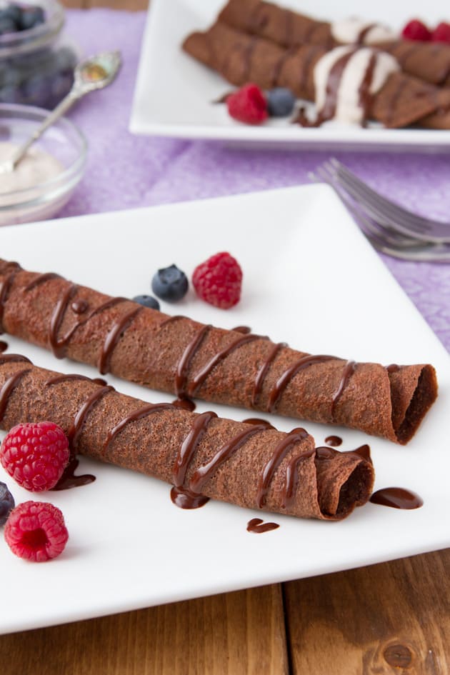 Coconut Flour Chocolate Crepes. Another delicious gluten-free crepe recipe. This one from Healthful Pursuit! [featured on GlutenFreeEasily.com]