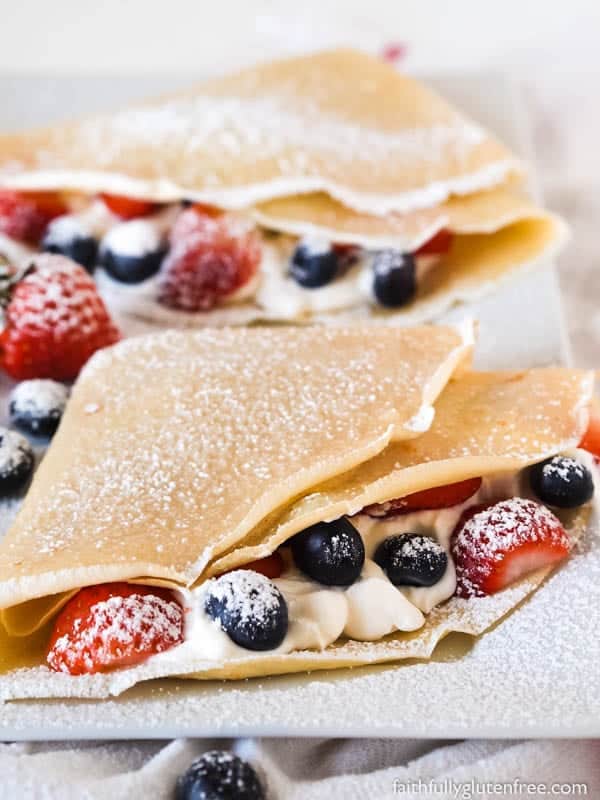 Gluten-Free Crepes filled with sweet goodness. One of several delicious gluten-free crepes featured on gfe. [from GlutenFreeEasily.com]