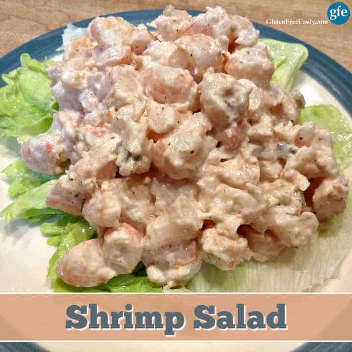 Gluten-Free Shrimp Salad. Sunset Shrimp Salad. Naturally gluten free as long as you take the usual gluten-free precautions when it comes to condiments and cross contact. [from GlutenFreeEasily.com]